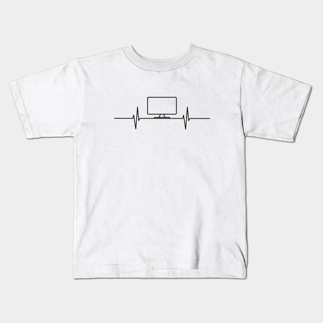 TV Heartbeat - Black design Kids T-Shirt by Warp9